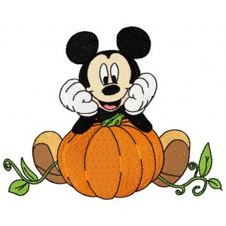 Mickey Mouse grows pumpkin embroidery design - Embroidery Design