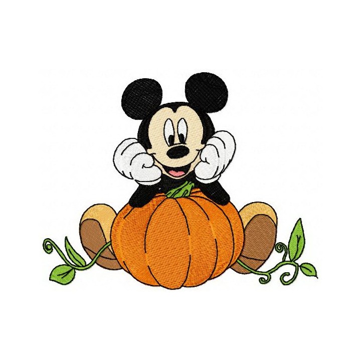 Mickey Mouse grows pumpkin embroidery design - Embroidery Design