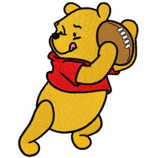 Pooh plays rugby embroidery design - Embroidery Design