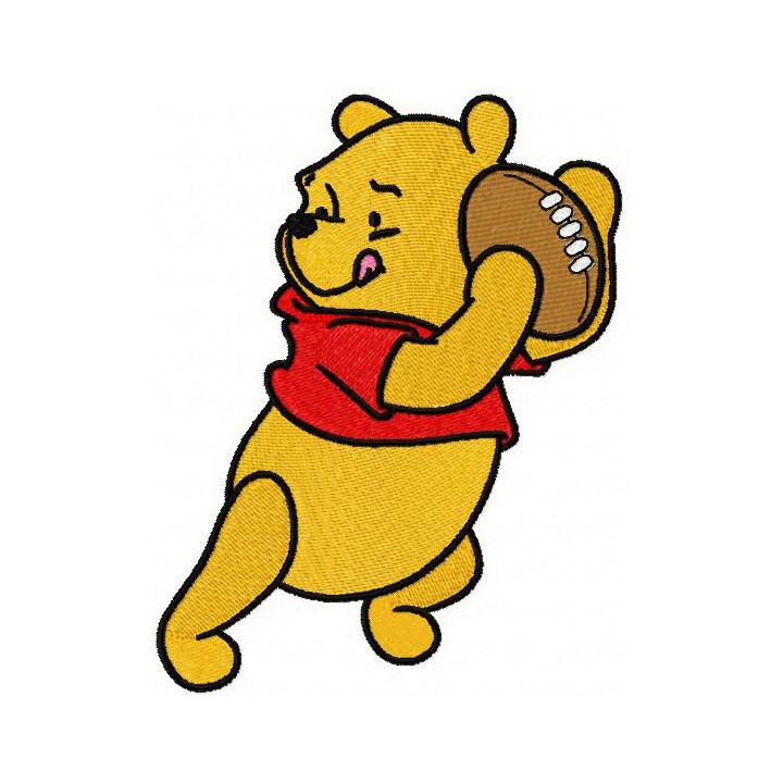 Pooh plays rugby embroidery design - Embroidery Design