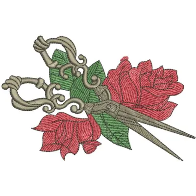Preview of Vintage scissors 2 embroidery design featuring intricate stitching patterns for creative projects.