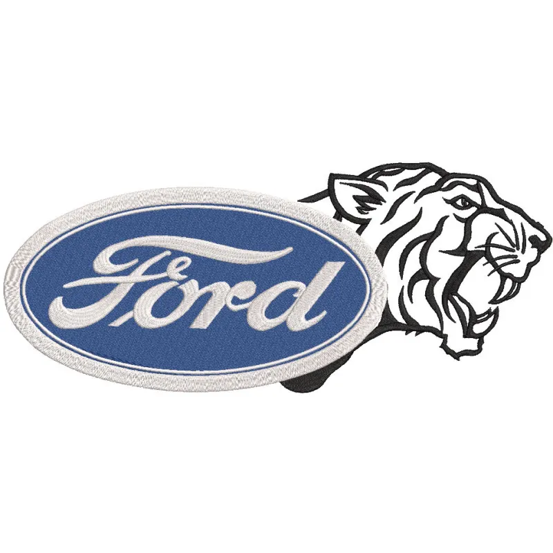 Embroidery design preview of the Ford predator art logo, showcasing intricate stitching details.