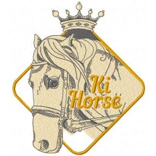 Gold king horse embroidery design - Embroidery Design