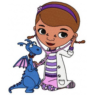 Doc McStuffins and dragon embroidery design - Embroidery Design