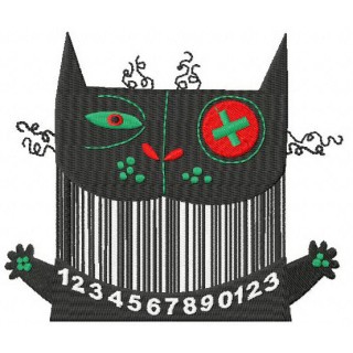 Barcode cat embroidery design - Embroidery Design