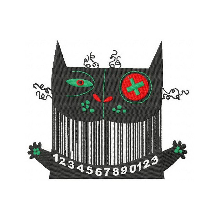 Barcode cat embroidery design - Embroidery Design