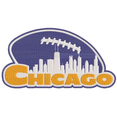 Embroidery design preview of the Chicago Bears football team logo, showcasing vibrant colors and detailed stitching.