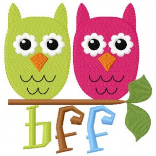 BFF Funny owls embroidery design - Embroidery Design
