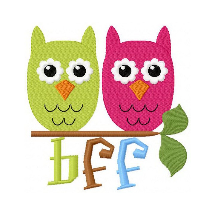 BFF Funny owls embroidery design - Embroidery Design