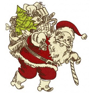 Santa Claus with presents embroidery design - Embroidery Design