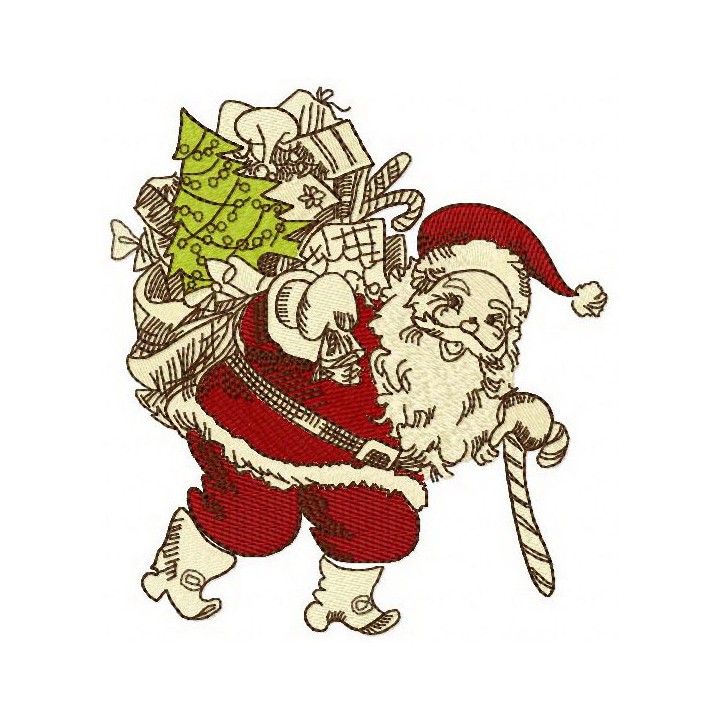 Santa Claus with presents embroidery design - Embroidery Design