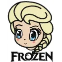 Preview of Elsa Chibi 4 embroidery design from the Frozen collection, showcasing a cute character motif for stitching.