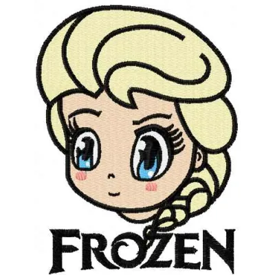 Preview of Elsa Chibi 4 embroidery design from the Frozen collection, showcasing a cute character motif for stitching.