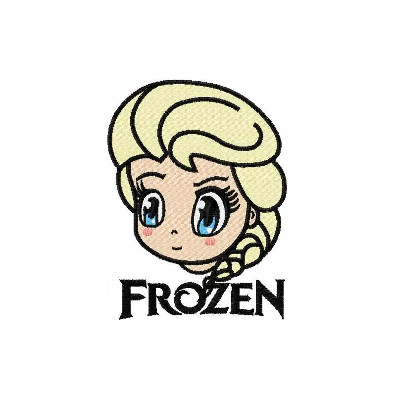 Preview of Elsa Chibi 4 embroidery design from the Frozen collection, showcasing a cute character motif for stitching.