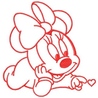 Cute Minnie with heart embroidery design - Embroidery Design
