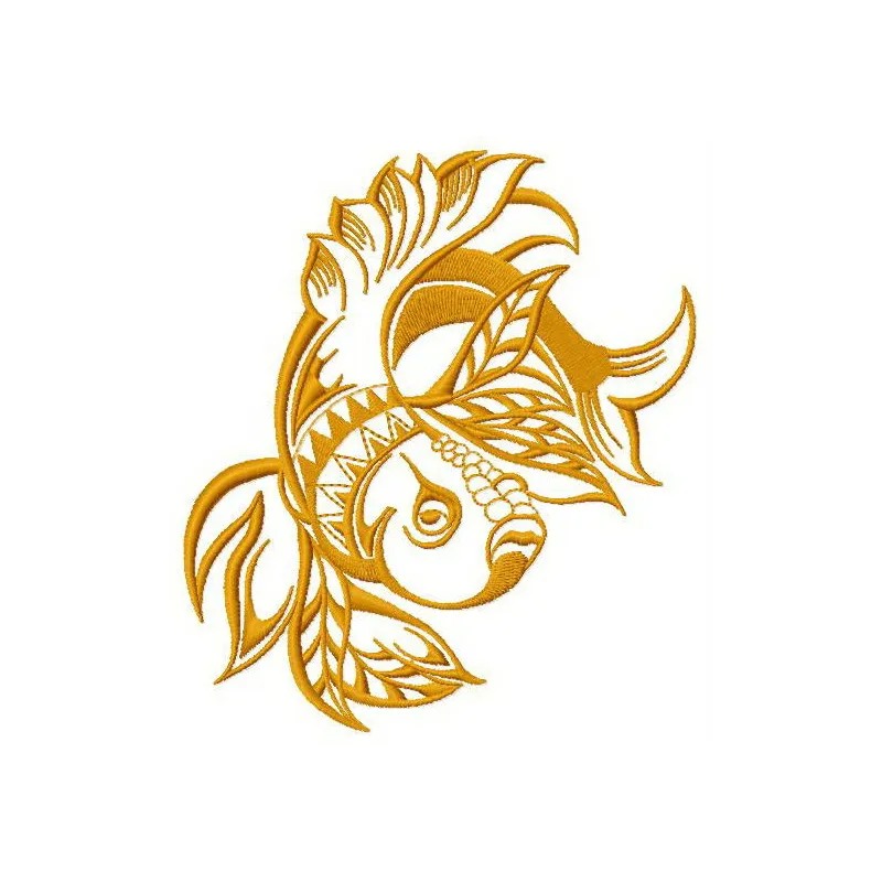 Preview of grumpy golden fish 2 embroidery design in sea life category, showcasing intricate stitching details.