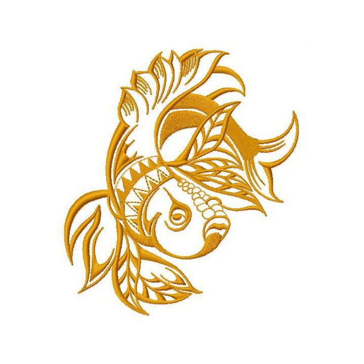 Grumpy golden fish 2 embroidery design - Embroidery Design