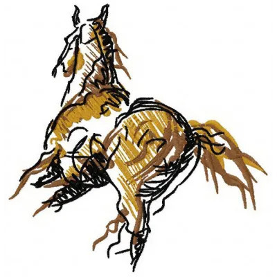 Galloping Glitter embroidery design featuring a majestic horse in motion, ideal for stitching on apparel and accessories.