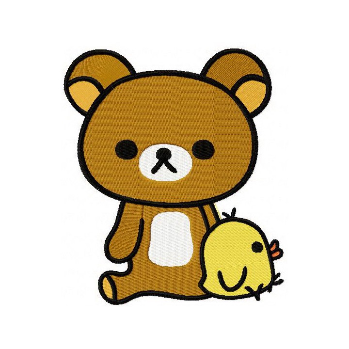 Rilakkuma with chicken embroidery design - Embroidery Design