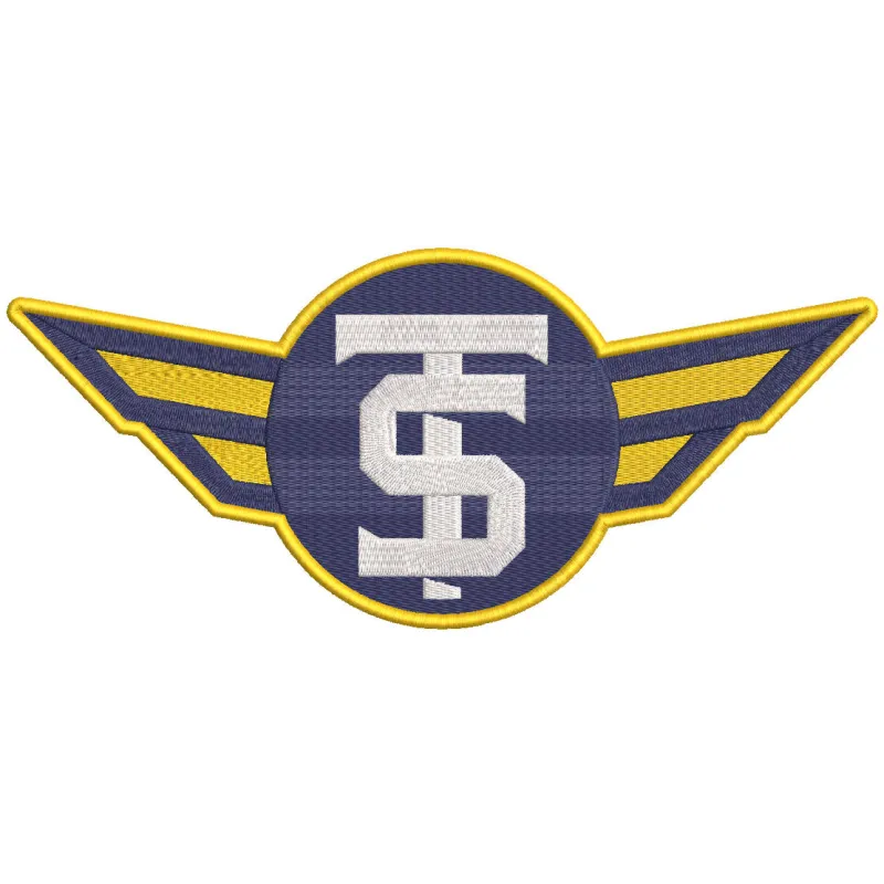 Embroidery design preview of the Springfield Thunderbirds alternate logo for machine stitching.