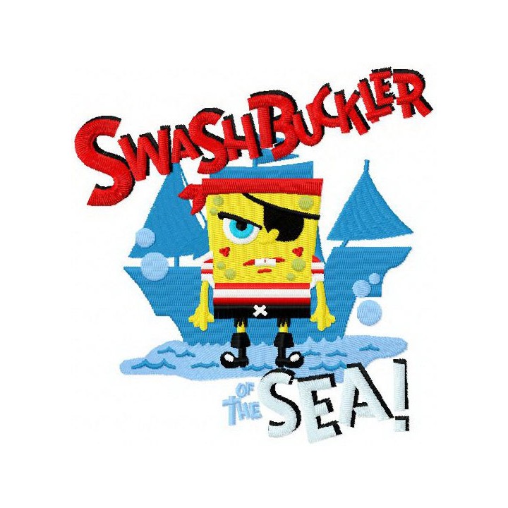 SpongeBob pirate embroidery design - Embroidery Design