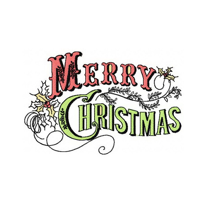 Merry Christmas vignette embroidery design - Embroidery Design