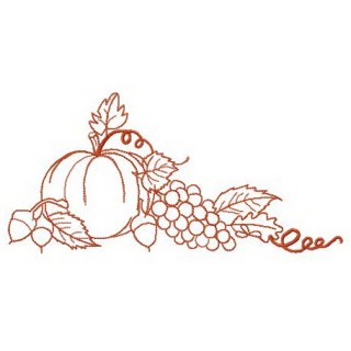 Pumpkin, grapes and nuts embroidery design - Embroidery Design