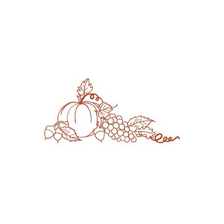 Pumpkin, grapes and nuts embroidery design - Embroidery Design