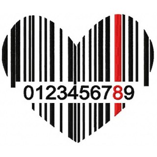 Heart barcode embroidery design - Embroidery Design