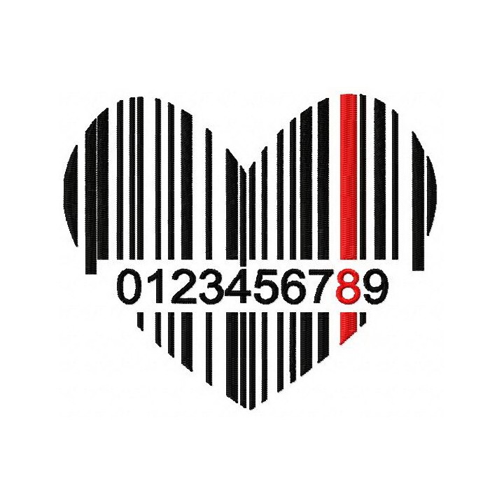 Heart barcode embroidery design - Embroidery Design