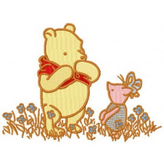 Winnie Pooh and Piglet classic 2 embroidery design - Embroidery Design