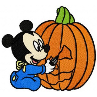 Baby Mickey with pumpkin embroidery design - Embroidery Design