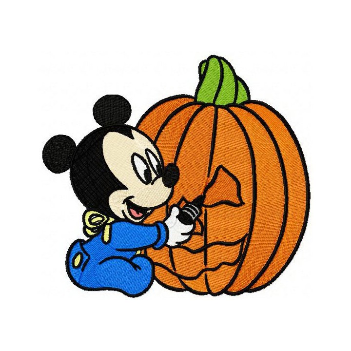 Baby Mickey with pumpkin embroidery design - Embroidery Design