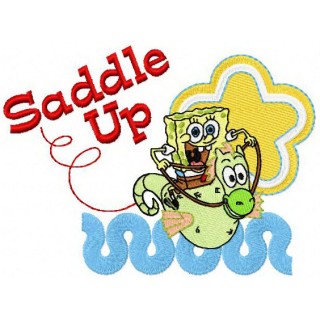 SpongeBob riding sea horse embroidery design - Embroidery Design