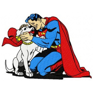 Superman with Krypto embroidery design - Embroidery Design