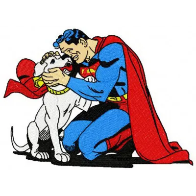 Superman with Krypto embroidery design