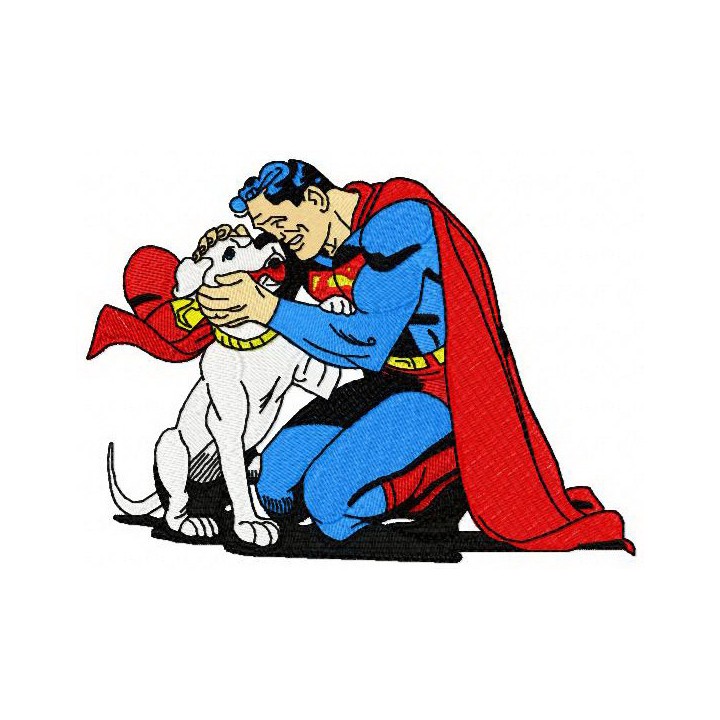 Superman with Krypto embroidery design - Embroidery Design