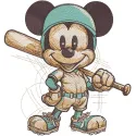 Mickey Mouse Baseball sketch embroidery design preview showcasing vibrant details and clean stitching.