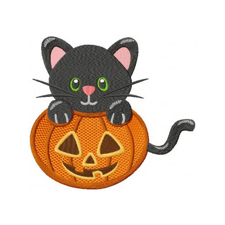 Halloween kitten embroidery design - Embroidery Design