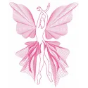 Dancing fairy embroidery design showcasing a whimsical fairy in motion, perfect for enchanting projects.