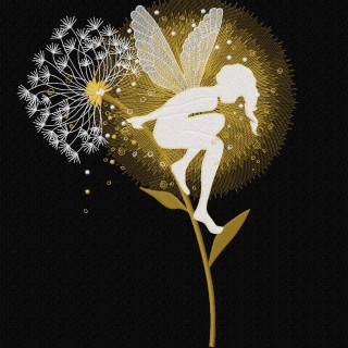 Fairy on a golden dandelion embroidery design - Embroidery Design