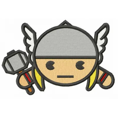 Embroidery design featuring Thor's face from the Avengers, ideal for stitching on apparel and accessories.
