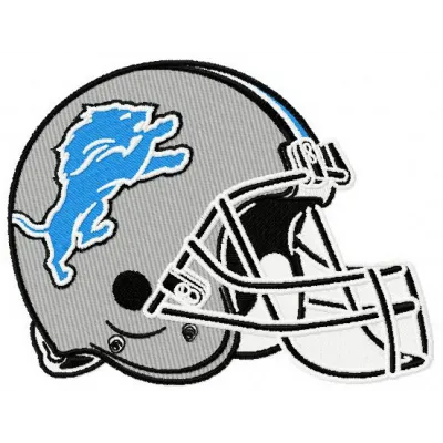 Detroit Lions helmet embroidery design featuring detailed stitching patterns for sports apparel and accessories.