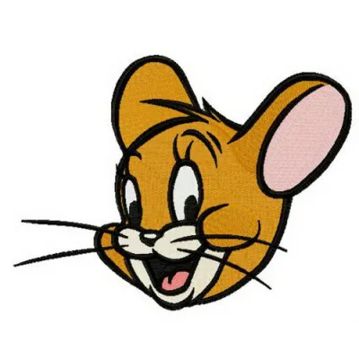 Embroidery design preview of Jerry's muzzle from Tom and Jerry, showcasing intricate stitching details.