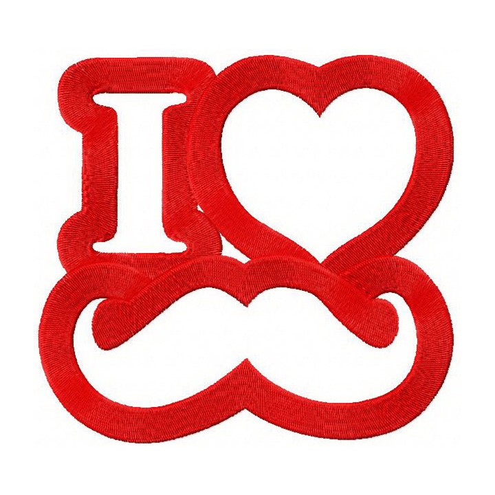 I love mustache 2 embroidery design - Embroidery Design