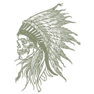 Skull with warbonnet embroidery design - Embroidery Design