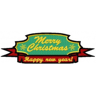 Merry Christmas label embroidery design - Embroidery Design