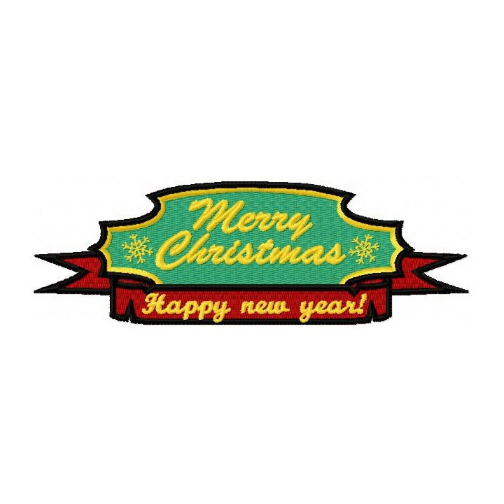 Merry Christmas label embroidery design - Embroidery Design