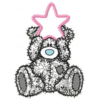 Teddy Bear Happy Christmas applique embroidery design for festive stitching on t-shirts and holiday gifts.