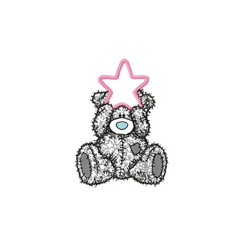 Teddy Bear Happy Christmas applique embroidery design for festive stitching on t-shirts and holiday gifts.